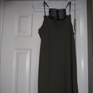 Mini dark green black lace dress